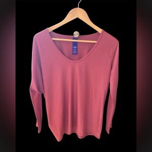 Kit and Ace Pink Long Sleeve, Wave Top, Merino Blend, size Medium